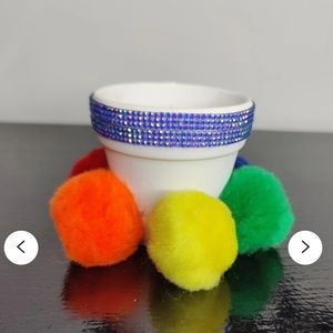 Gay pride rainbow pom pom flower pot